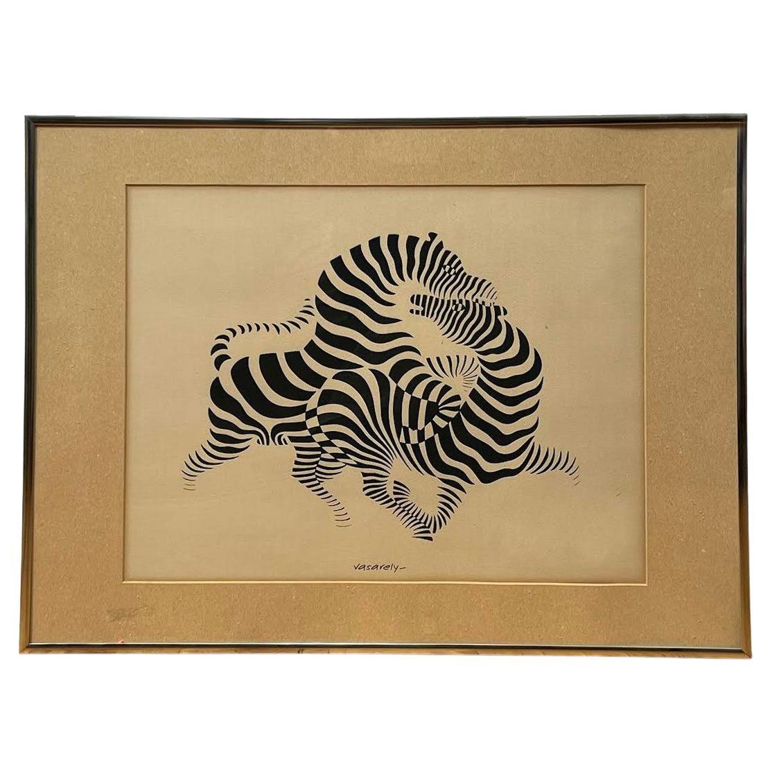 Sérigraphie Zebra Couple par Vasarely