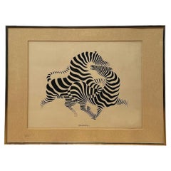 Zebra Couple Serigraph By Vasarely 