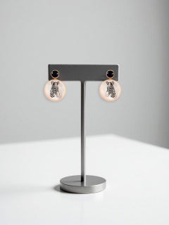 Zebra earrings with black onyx and Mother of pearl