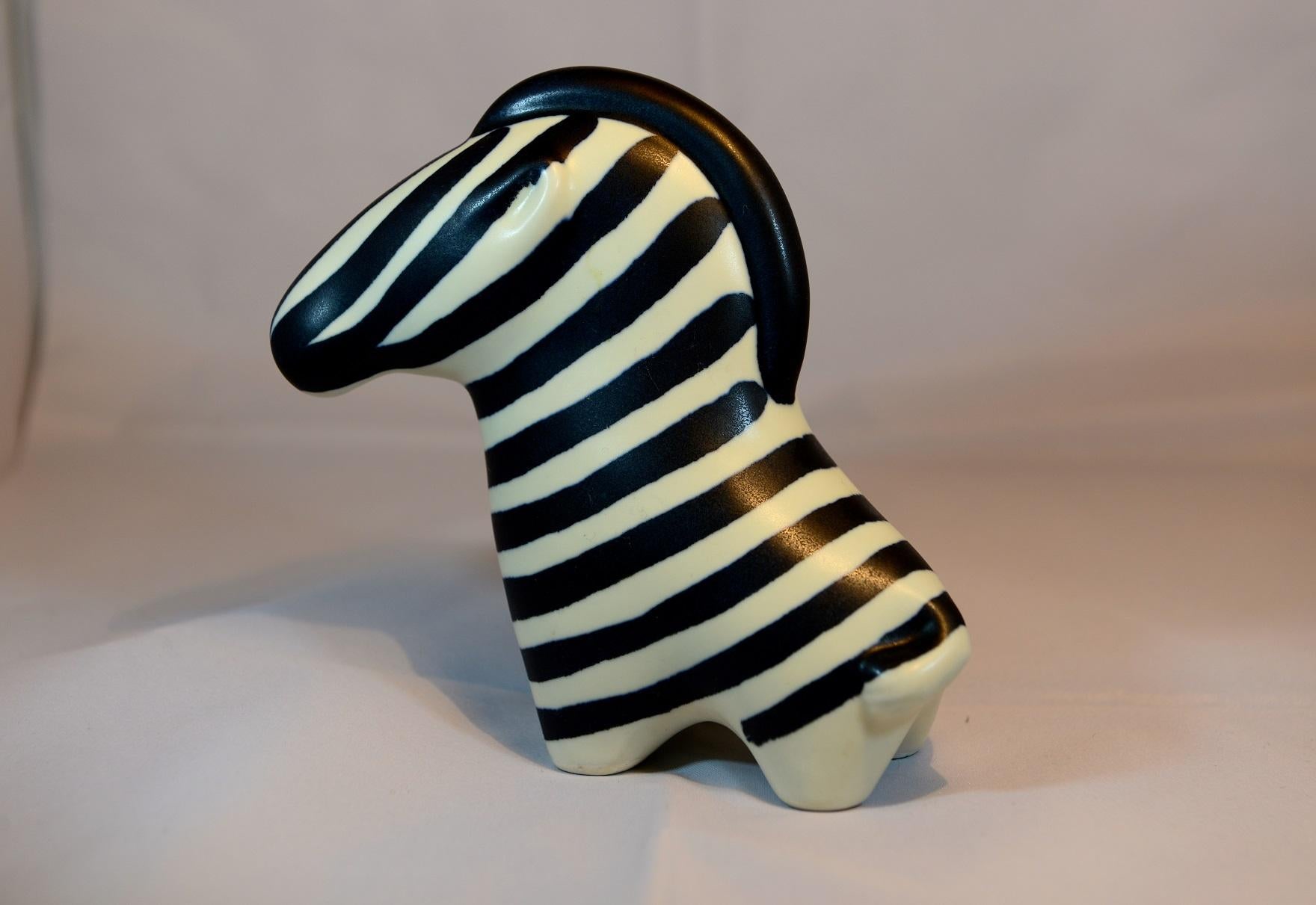 Mid-Century Modern Zebra Figurine Stoneware by Taisto Kaasinen, Arabia Finland, 1960s For Sale