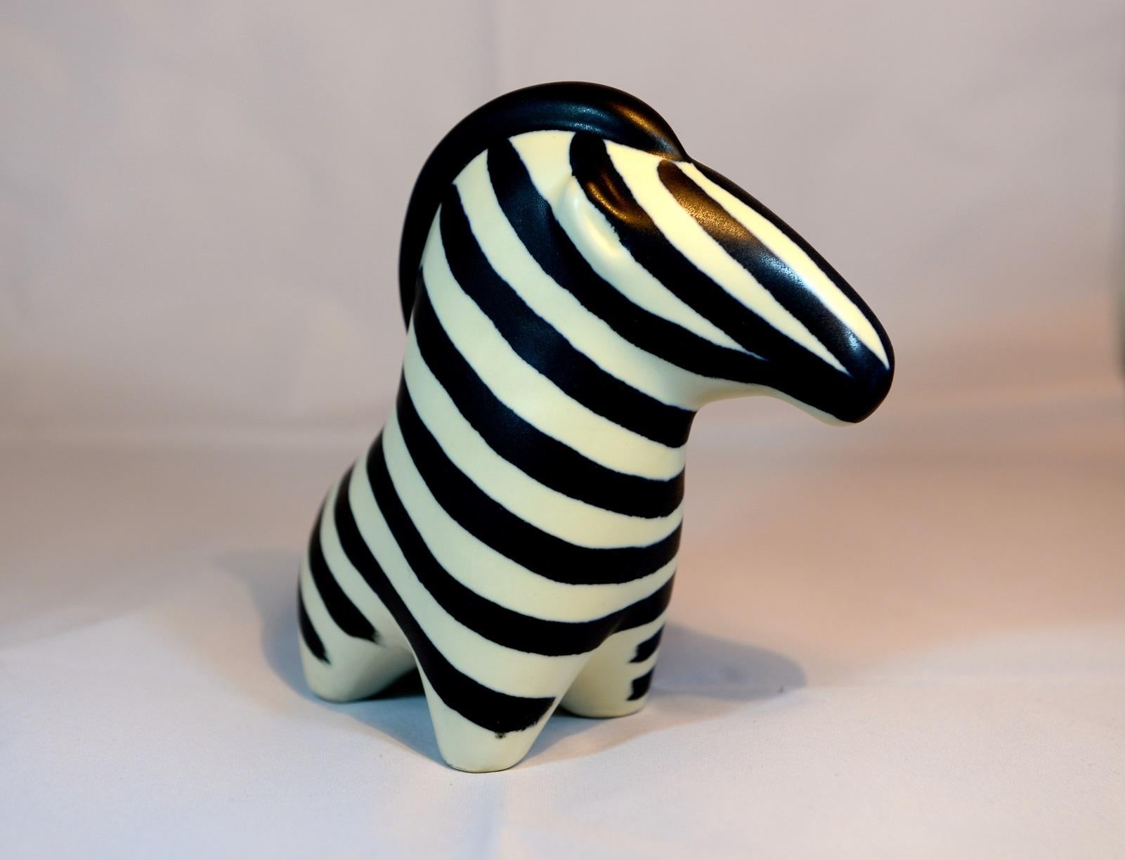 Ceramic Zebra Figurine Stoneware by Taisto Kaasinen, Arabia Finland, 1960s For Sale