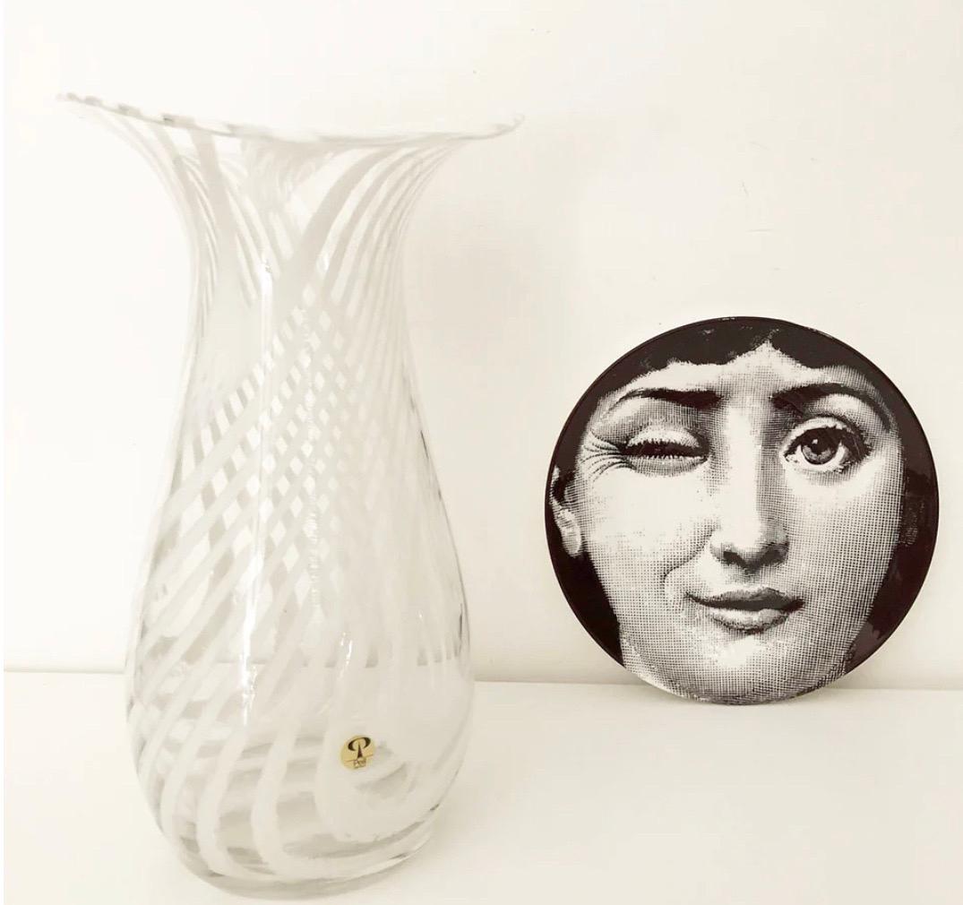 Murano Glass Zebra Glass Vase by Peill & Putzler with Kenya 1970s Design, Art For Sale