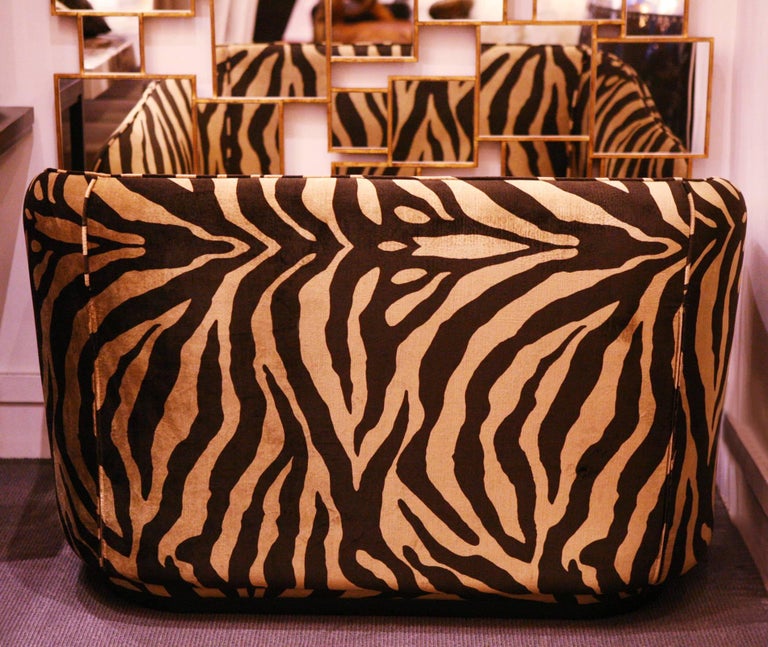 Zebra Gold Sofa in Velvet Fabric For Sale at 1stDibs zebra couch, zebra sofa, gold fabric sofa