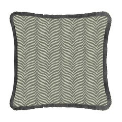 Zebra Green Fringed Cushion