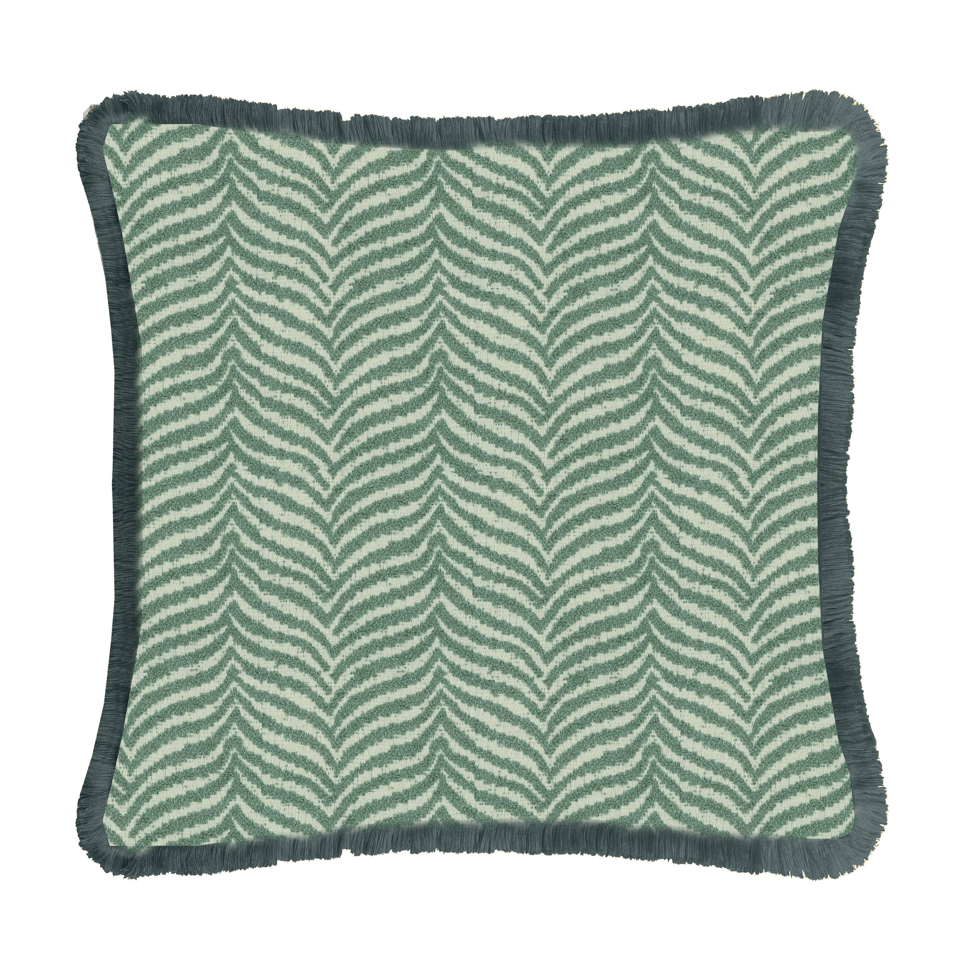 Moderno Cuscino con frange grigio Zebra in vendita