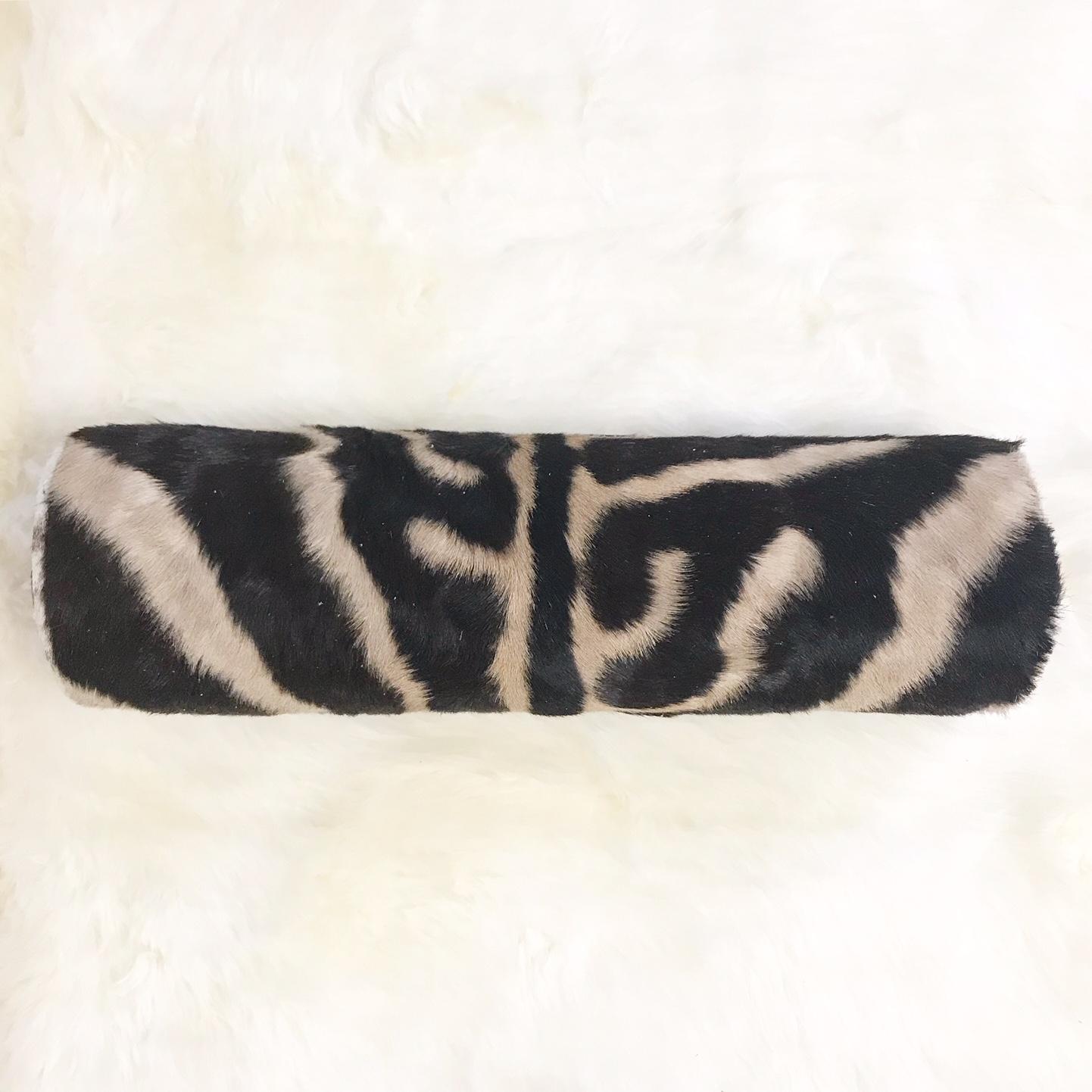 Forsyth Zebra Hide Bolster Pillow For Sale 1