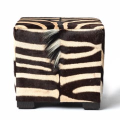 Ottoman-Zebra Hide Cube