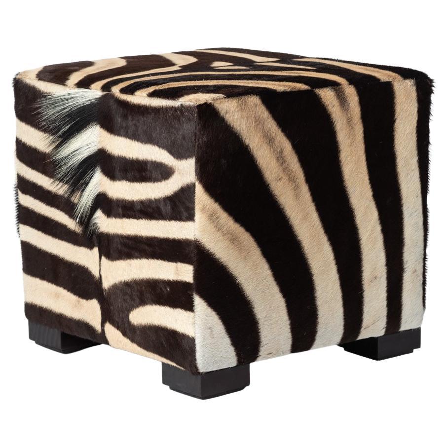 Ottoman-Zebra Hide Cube  For Sale