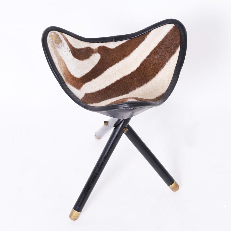 Zebra Hide Folding Stool For Sale at 1stDibs