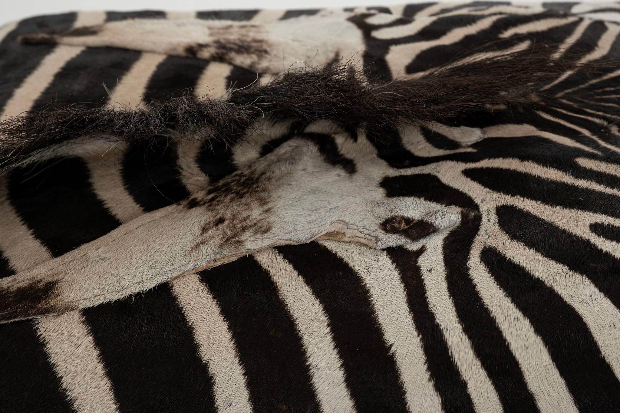 Zebra Hide French Foot Stool 4