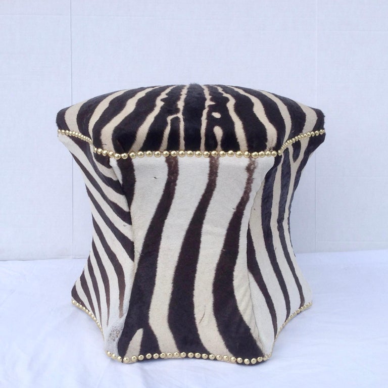 Zebra Hide Ottoman at 1stDibs