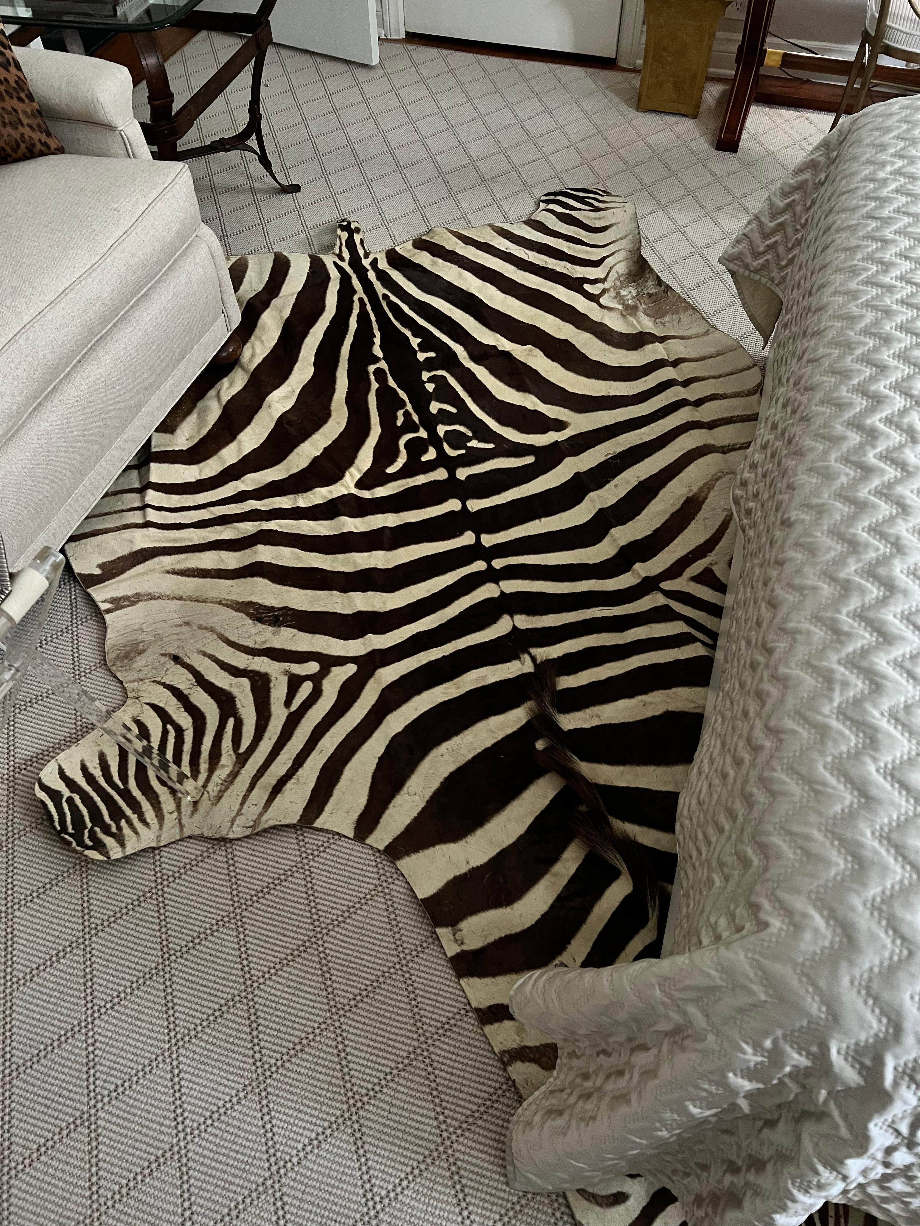Zebra Hide Rug in the Style of Ralph Lauren For Sale 1