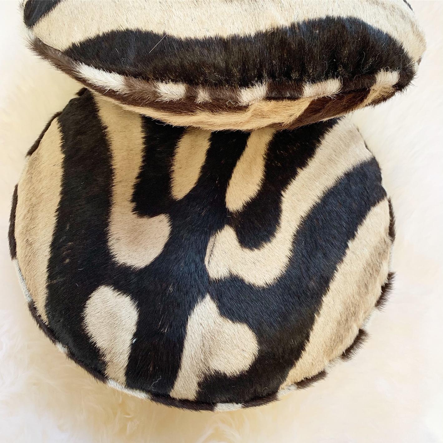 American Zebra Hide Squab Pillow For Sale
