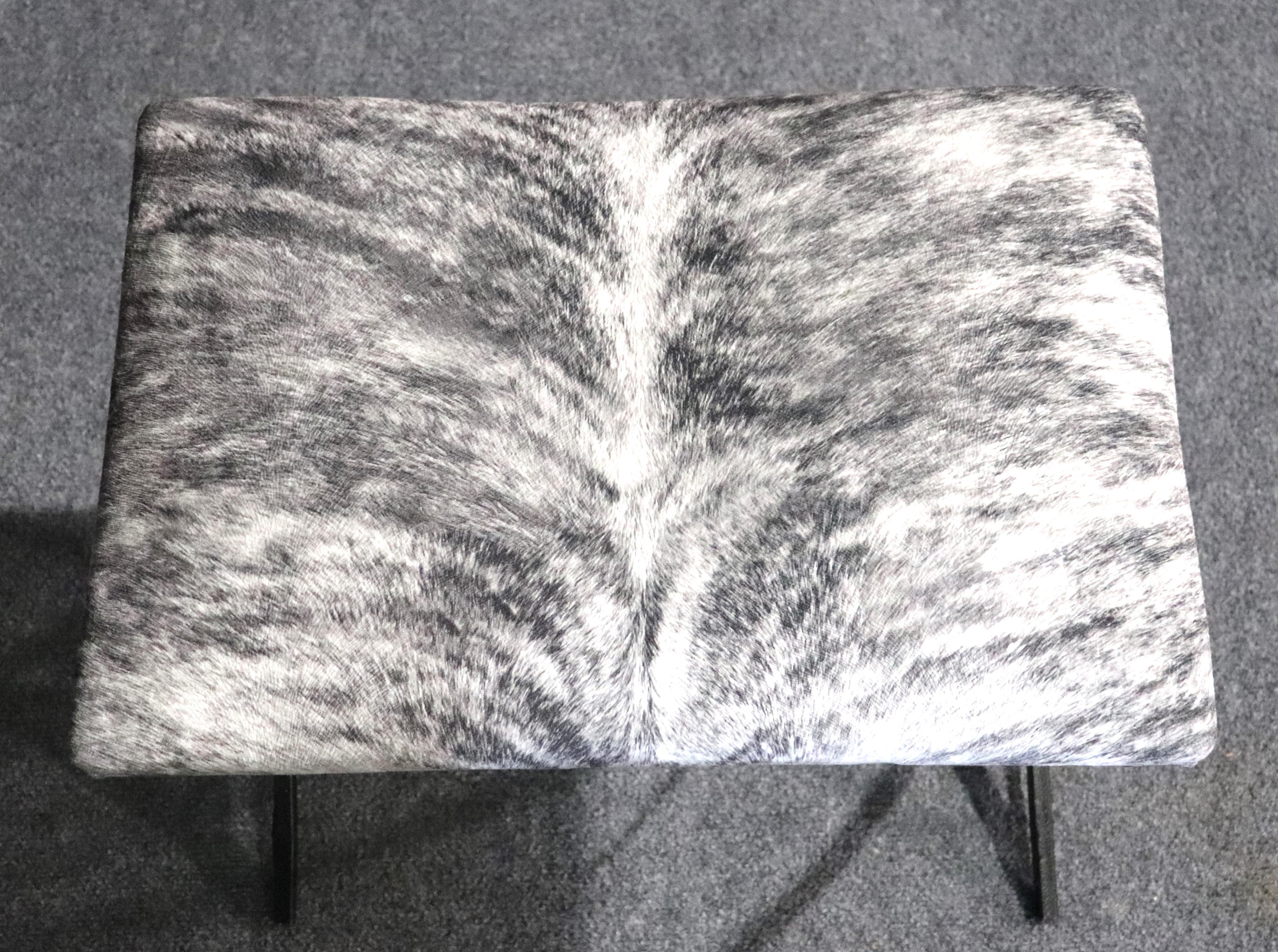 Zebra Hide Stool In Good Condition For Sale In Brooklyn, NY