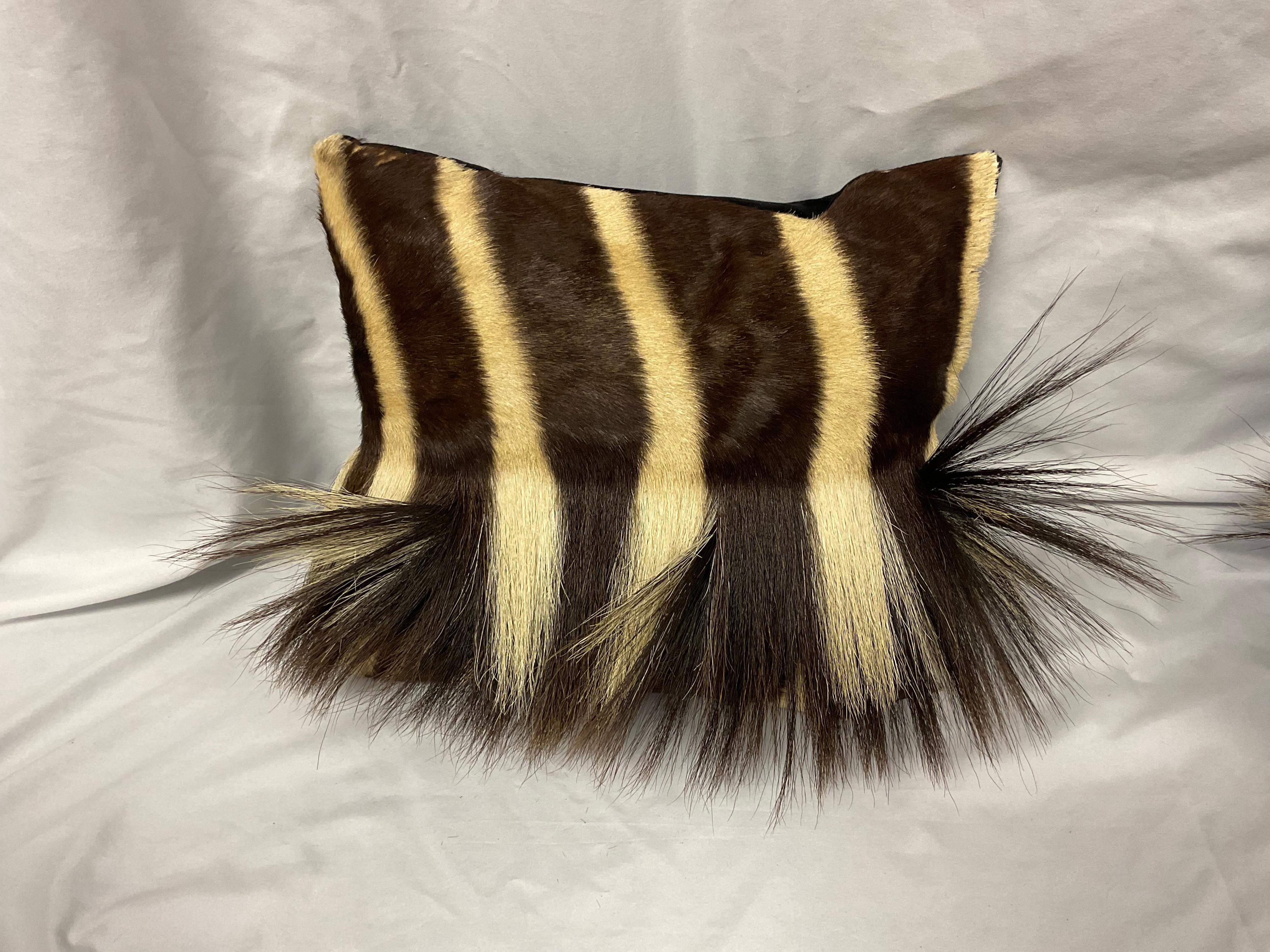 Zebra Hide Throw Pillows, A Pair In Good Condition For Sale In Bradenton, FL