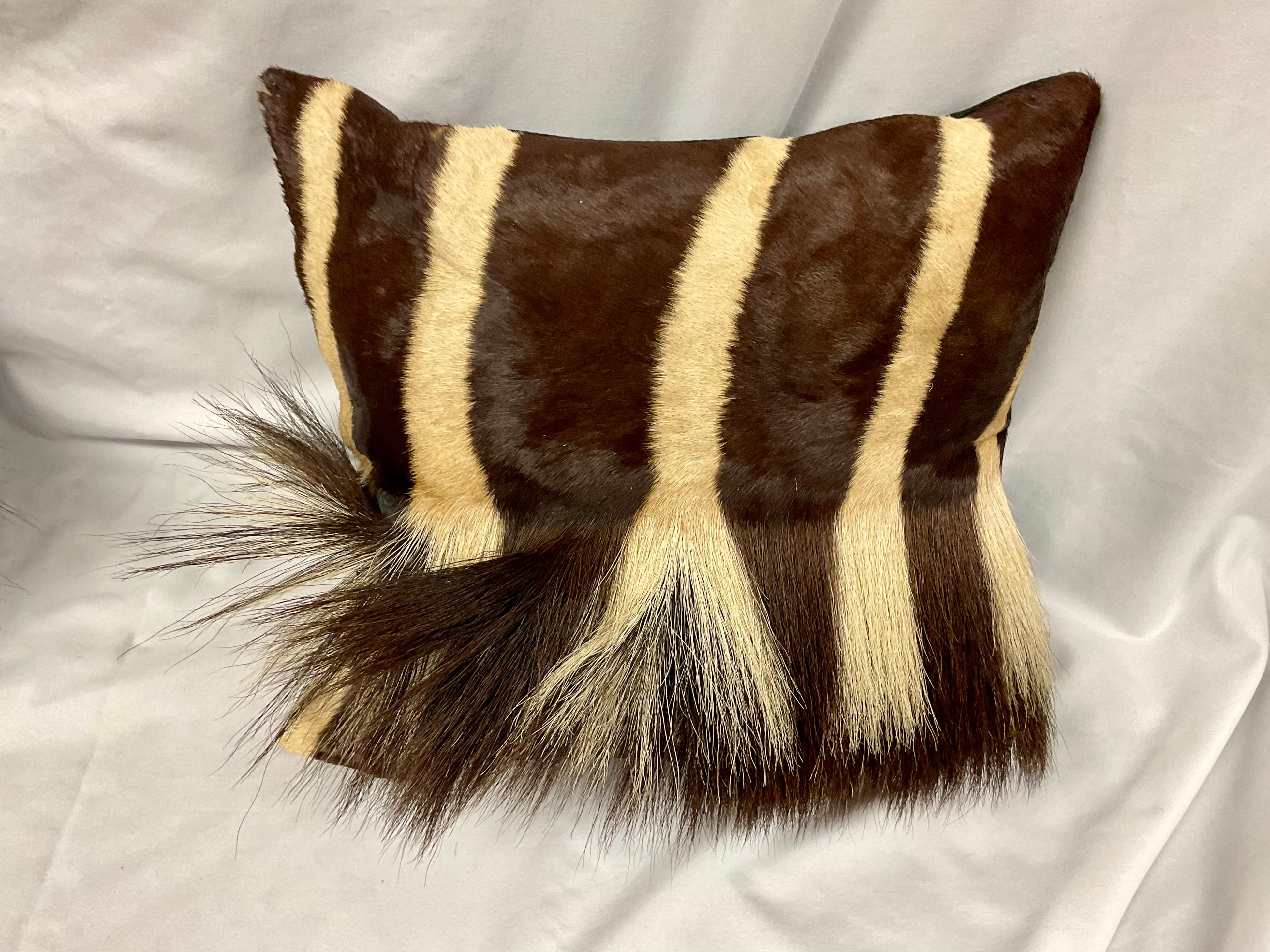 20th Century Zebra Hide Throw Pillows, A Pair For Sale