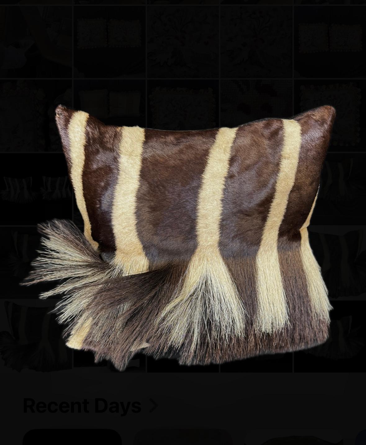Zebra Hide Throw Pillows, A Pair For Sale 2