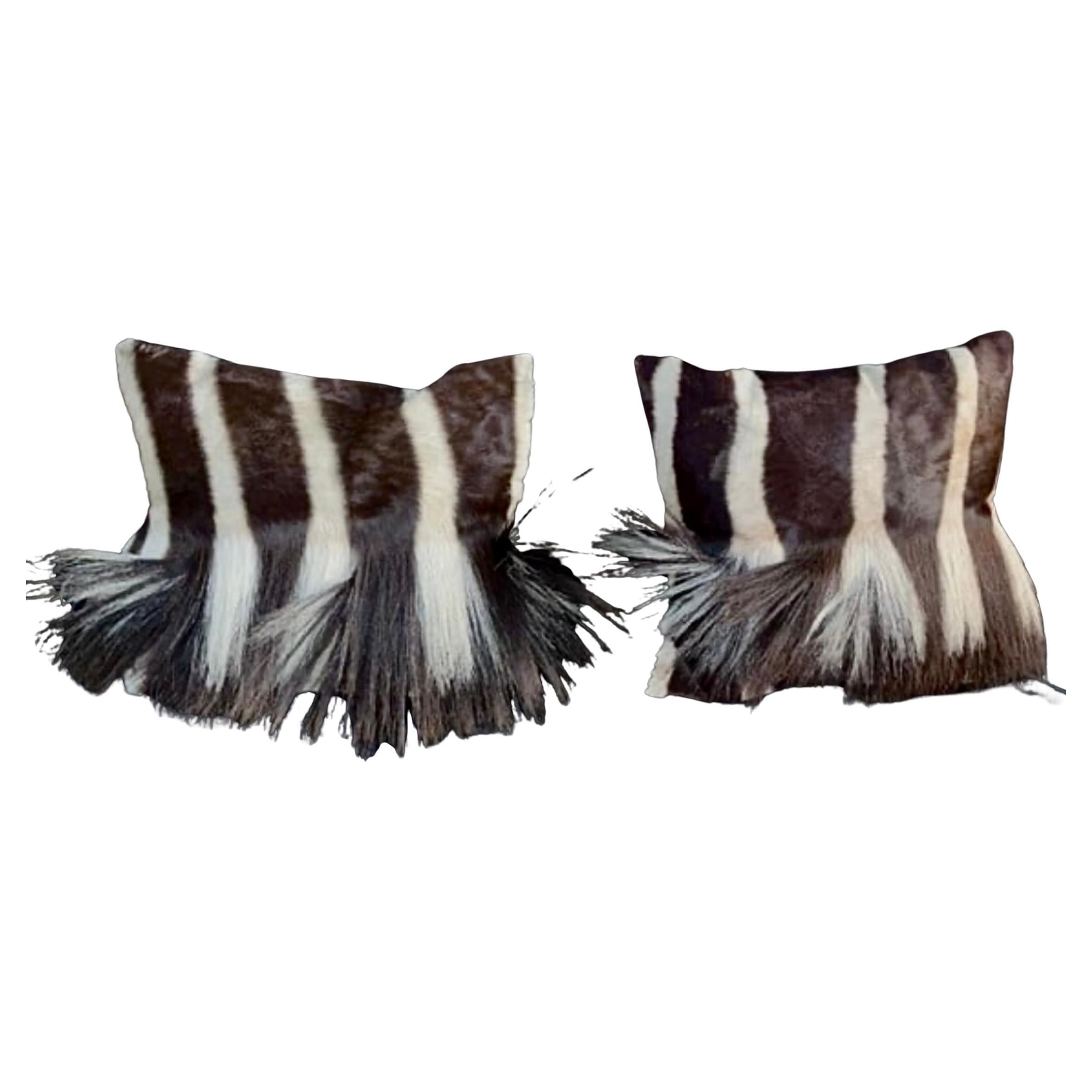 Zebra Hide Throw Pillows, A Pair