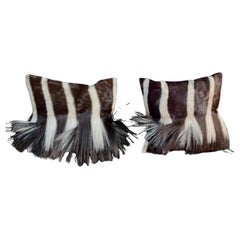 Zebra Hide Throw Pillows, A Pair