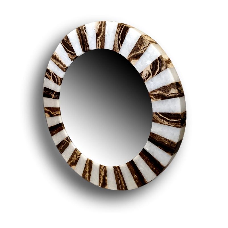 Carved Zebra Onyx Mirror