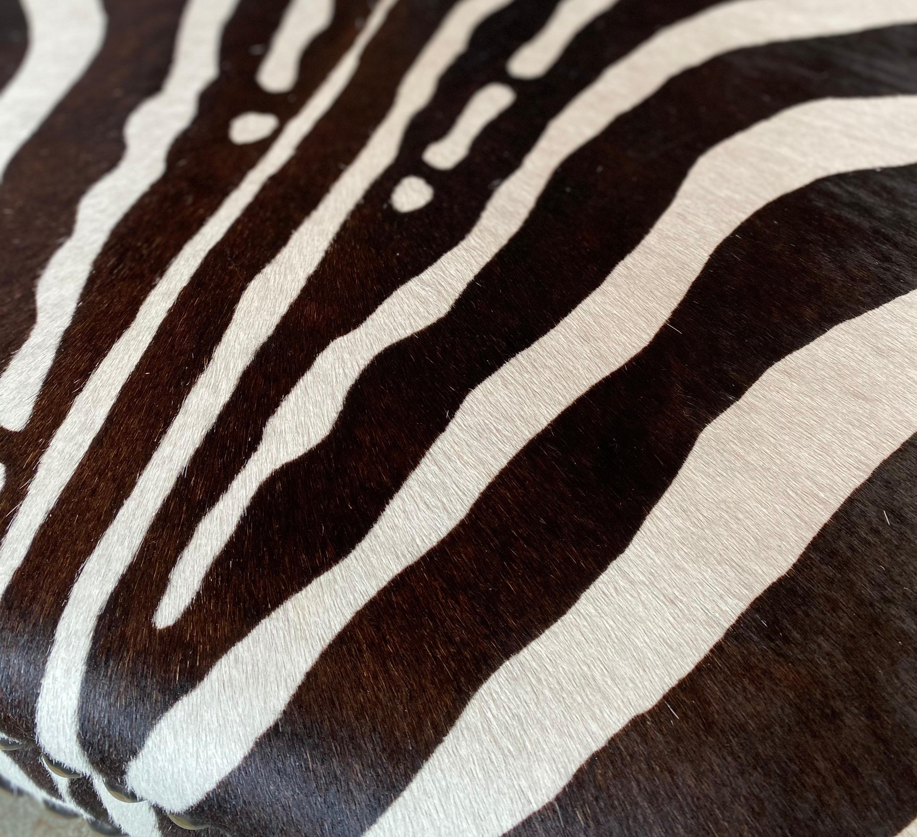 Wood Zebra Ottoman For Sale