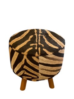 Zebra Ottoman Pouf with legs