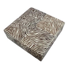Zebra Pattern Horse Hair Oversize Square Ottoman