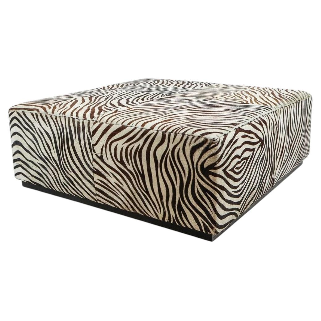 Zebra Pattern Horse Hair Oversize Square Ottoman