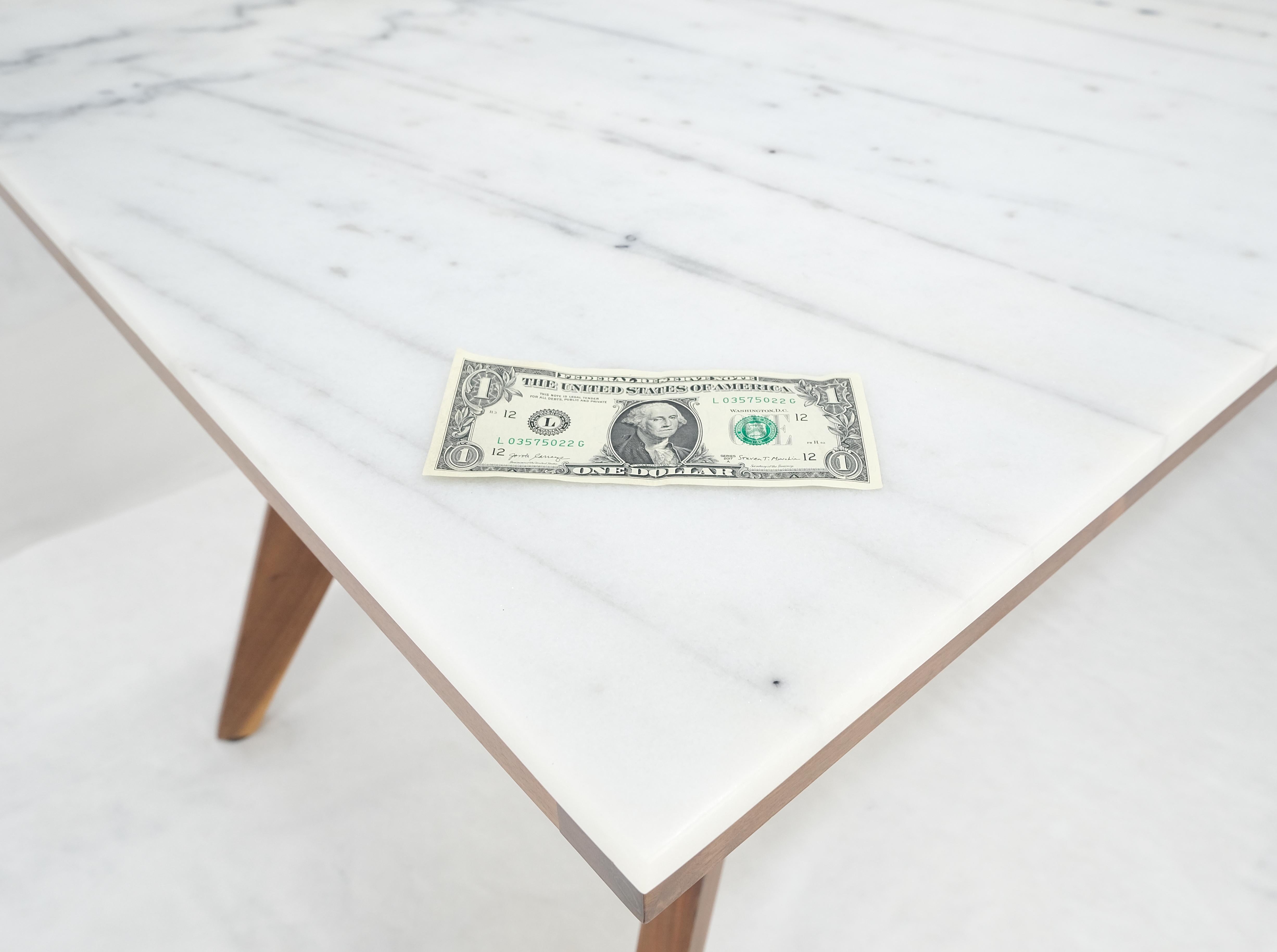 Zebra Pattern Rectangle Marble Top Solid Walnut Base Dining Table Mid Century In Excellent Condition For Sale In Rockaway, NJ