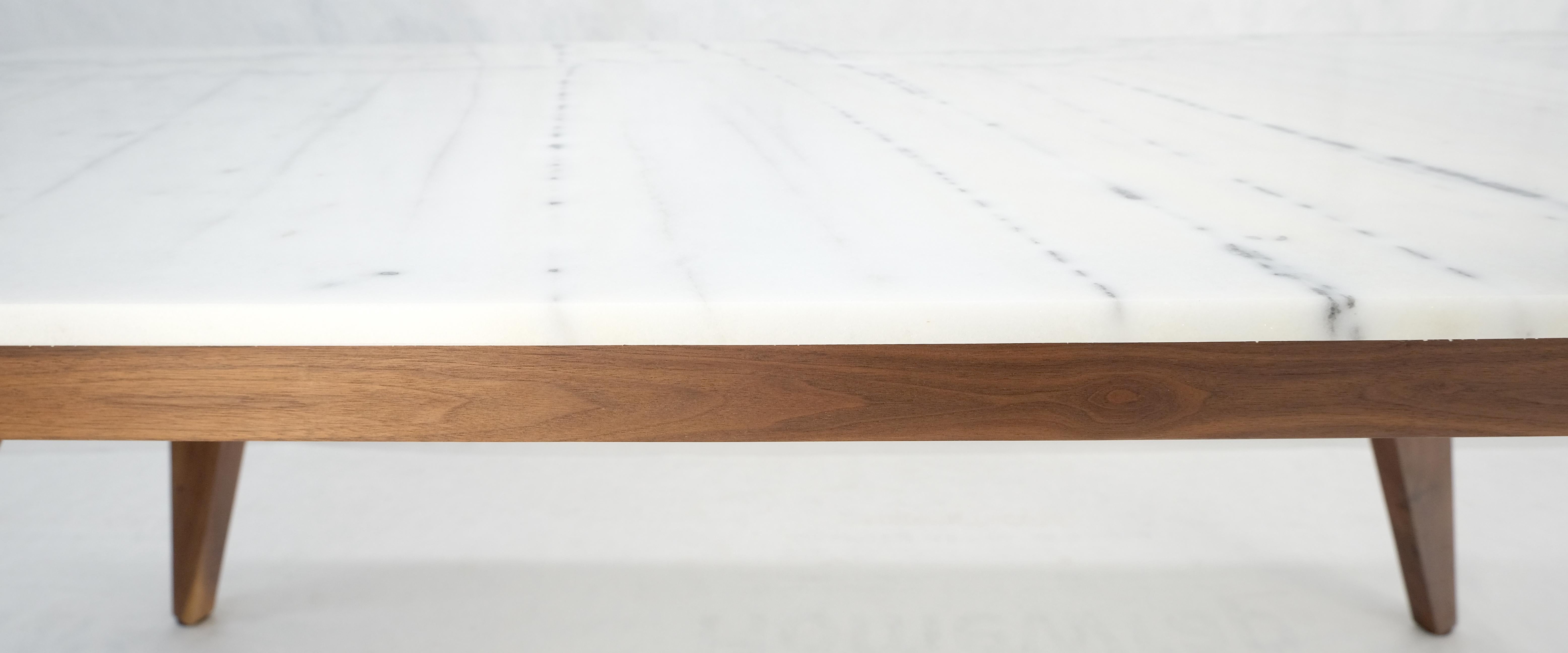 Zebra Pattern Rectangle Marble Top Solid Walnut Base Dining Table Mid Century For Sale 2