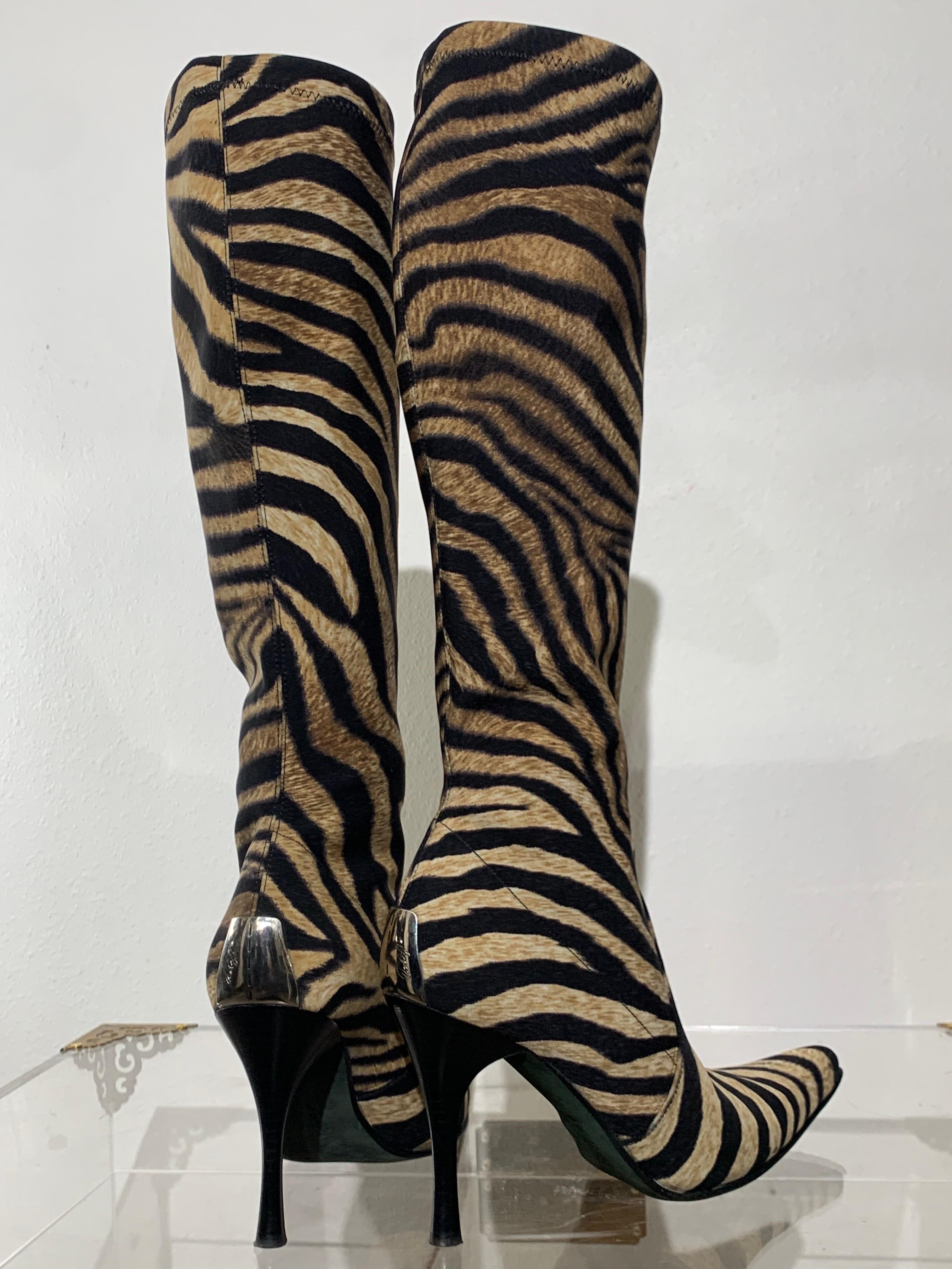 Botas elásticas hasta la rodilla con estampado de cebra 3