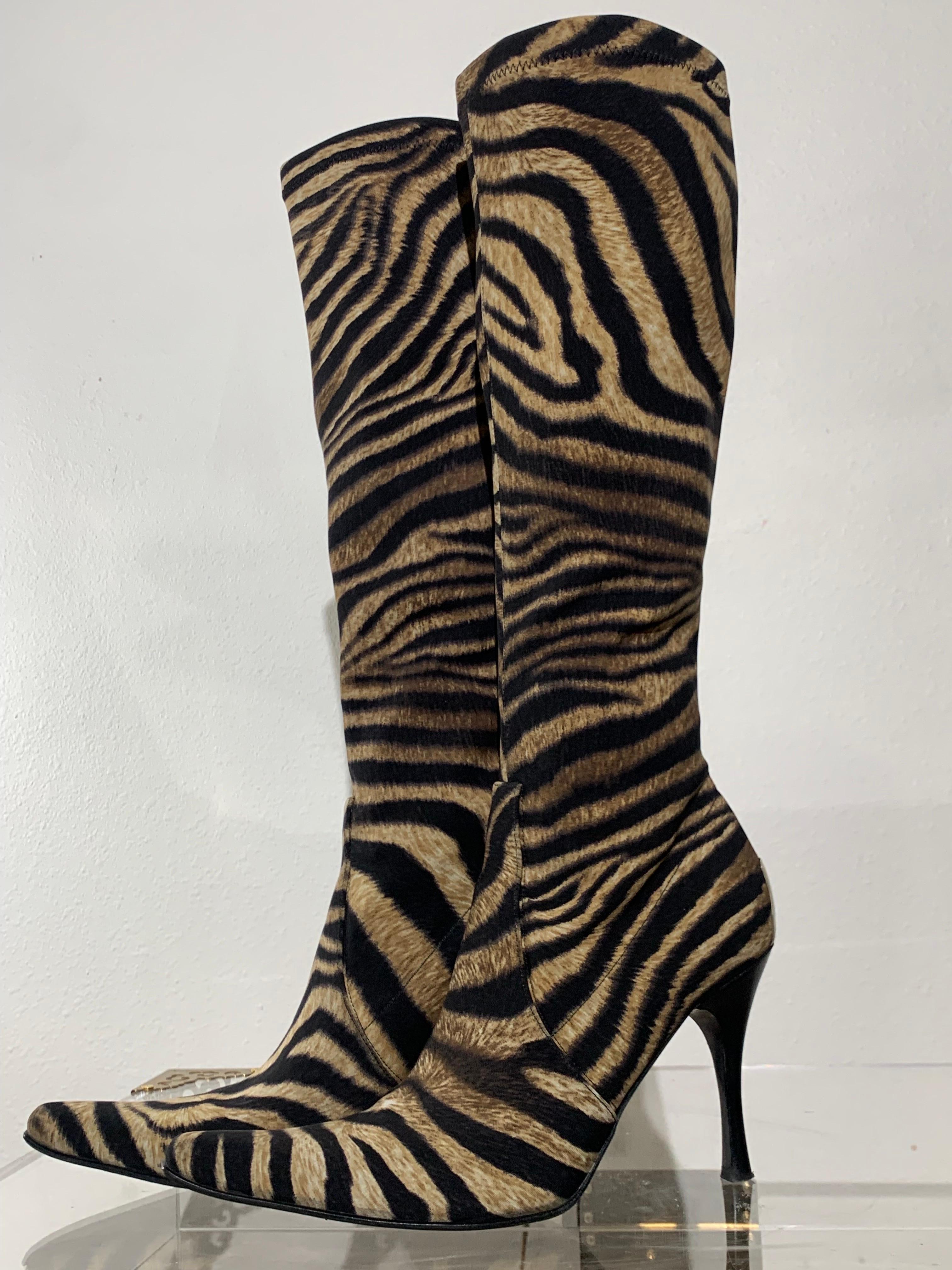 Botas elásticas hasta la rodilla con estampado de cebra 1