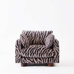 Zebra Patterned Upholstered Armchair, Model Miles