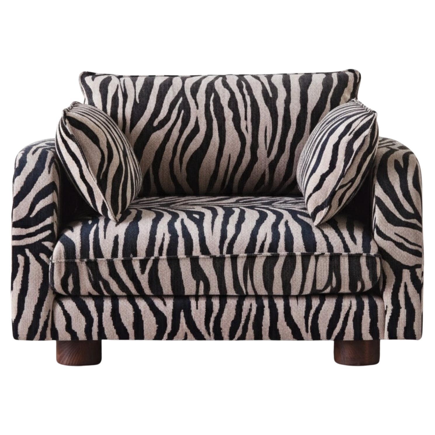 Zebra Patterned Upholstered Loveseat, Model Miles