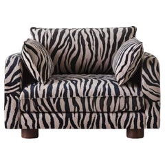 Zebra Patterned Upholstered Loveseat, Model Miles