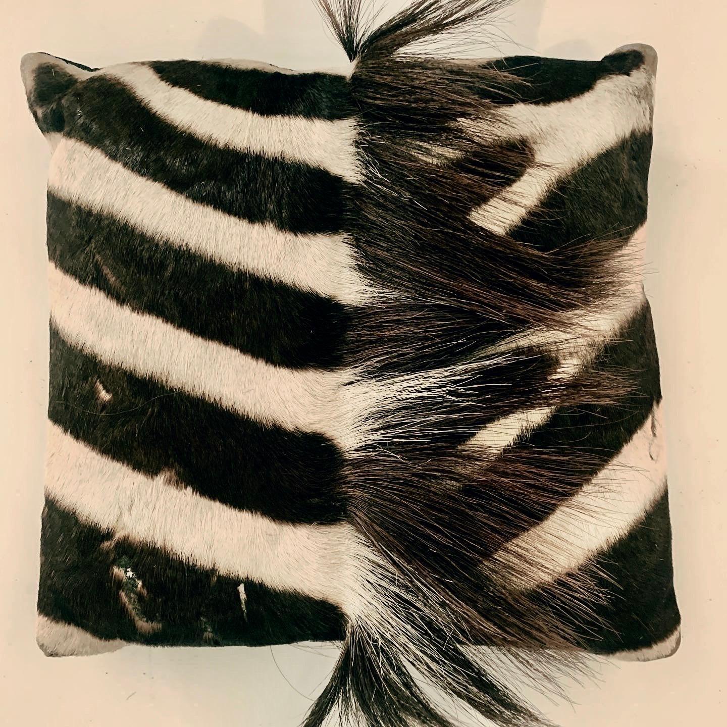 Authentic vintage Zebra pillow - a wonderful piece to add texture and dimension to any seat. Comfortable and made well. The mane hair adds to the overall look.