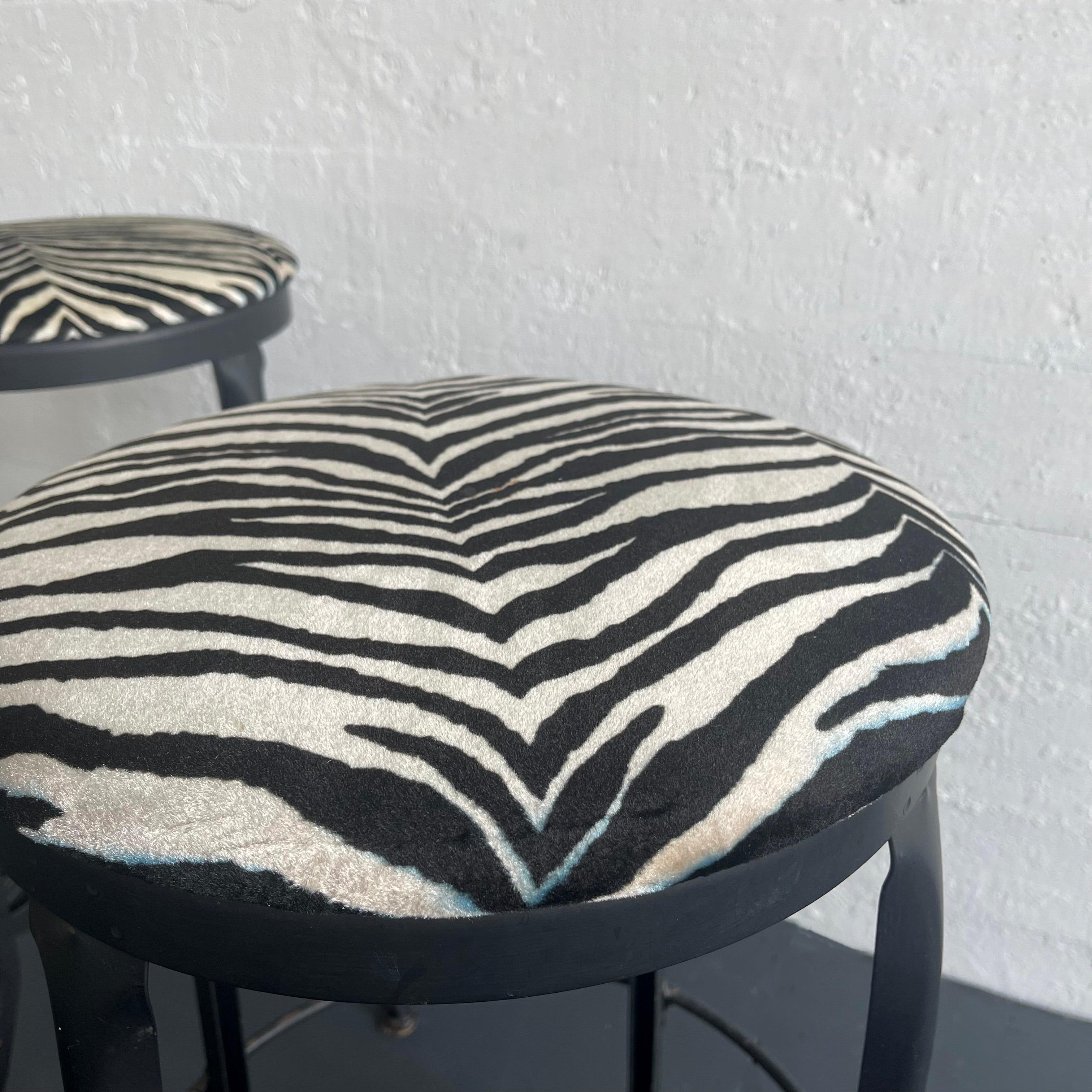 Zebra Print Industrial Shop Stools By Toledo Metal Furniture Co. 1