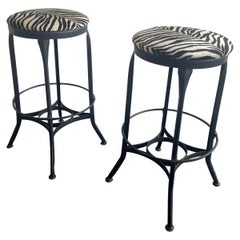 Zebra Print Industrial Shop Stools By Toledo Metal Furniture Co.