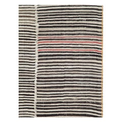 Zebra Print Mid-20th Century Handmade Persian Flatweave Kilim Accent Rug