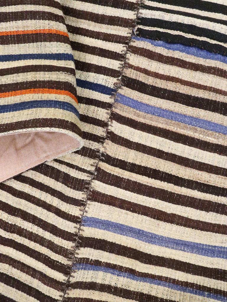 Zebra Print Mid-20th Century Handmade Persian Flatweave Kilim Accent Rug For Sale 3