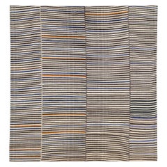 Zebra Print Mid-20th Century Handmade Persian Flatweave Kilim Accent Rug