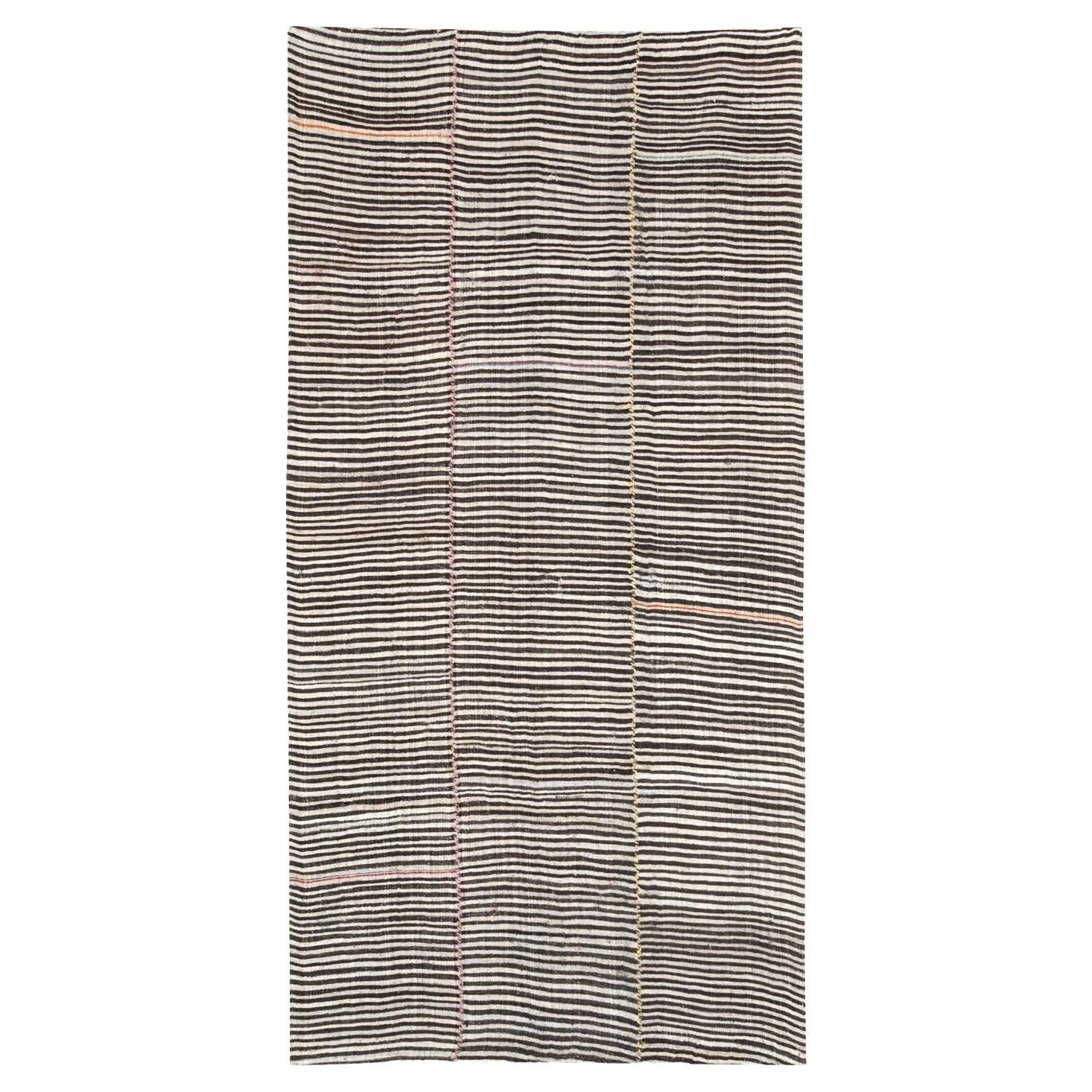 Zebra Print Mid-20th Century Handmade Persian Flatweave Kilim Accent Rug