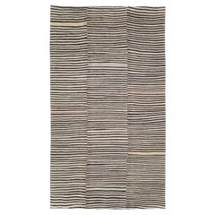Zebra Print Mid-20th Century Handmade Persian Flatweave Kilim Accent Rug
