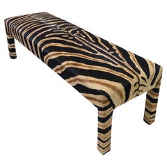 Zebra Print on Cowhide with Hair Bench