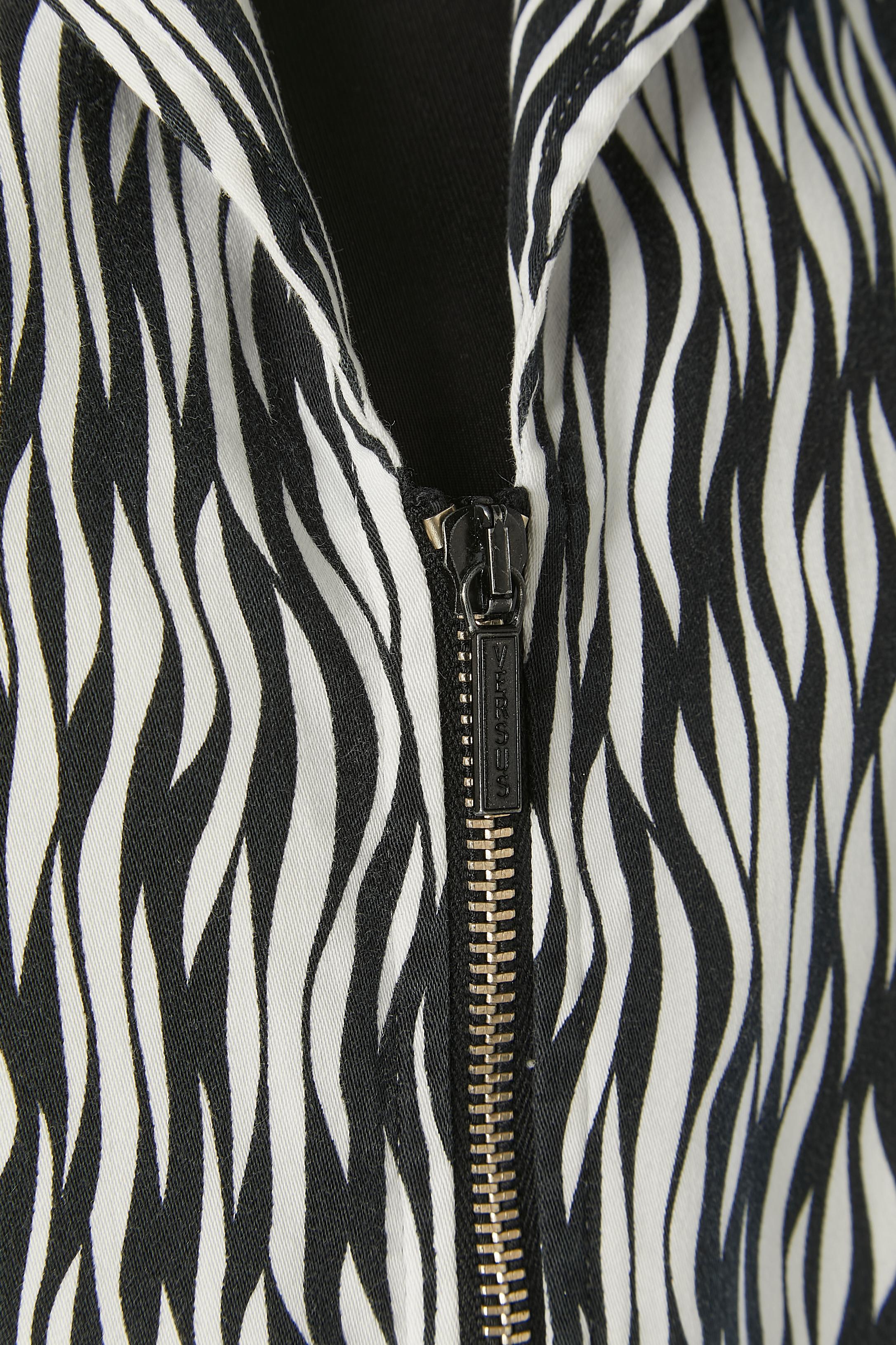 Black Zebra printed jacket with middle front  zip closure Versus Gianni Versace  For Sale