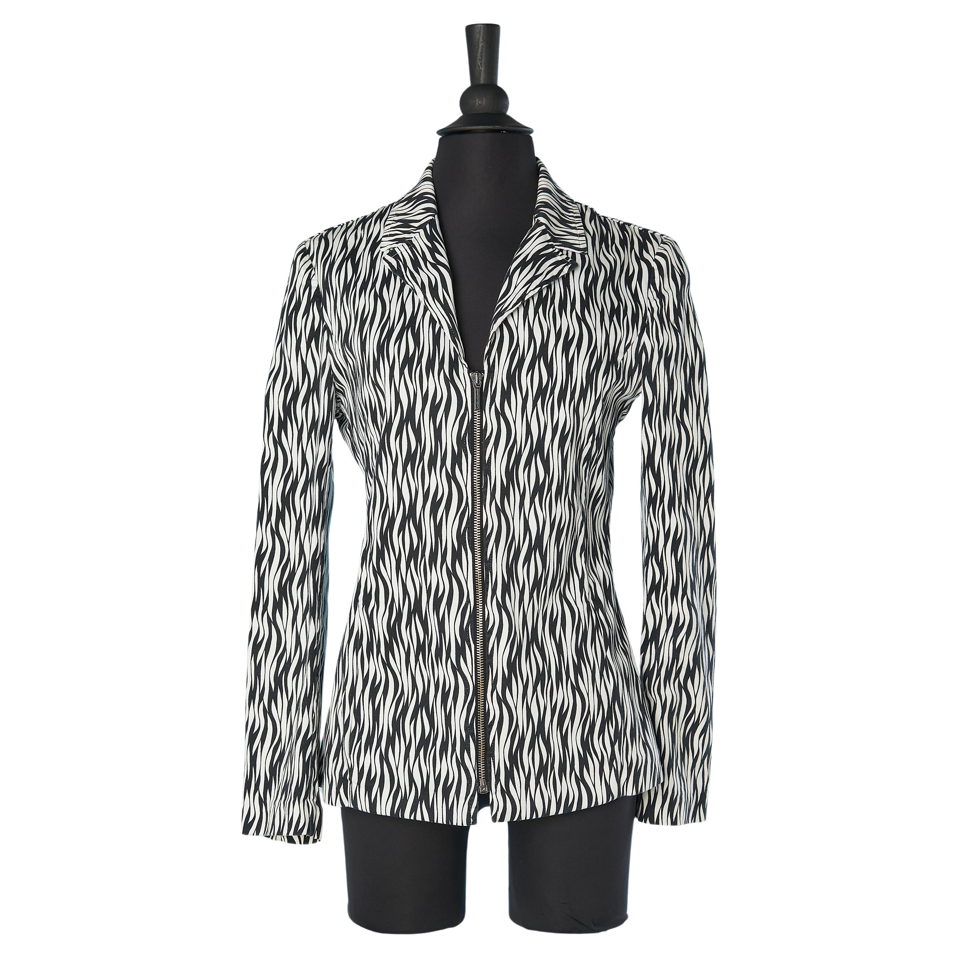 Zebra printed jacket with middle front  zip closure Versus Gianni Versace  For Sale