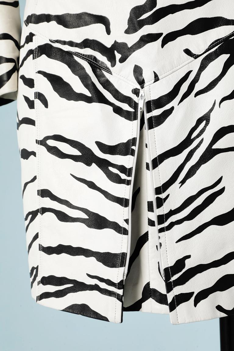 Women's Zebra printed leather skirt- suit Jean-Claude Jitrois 