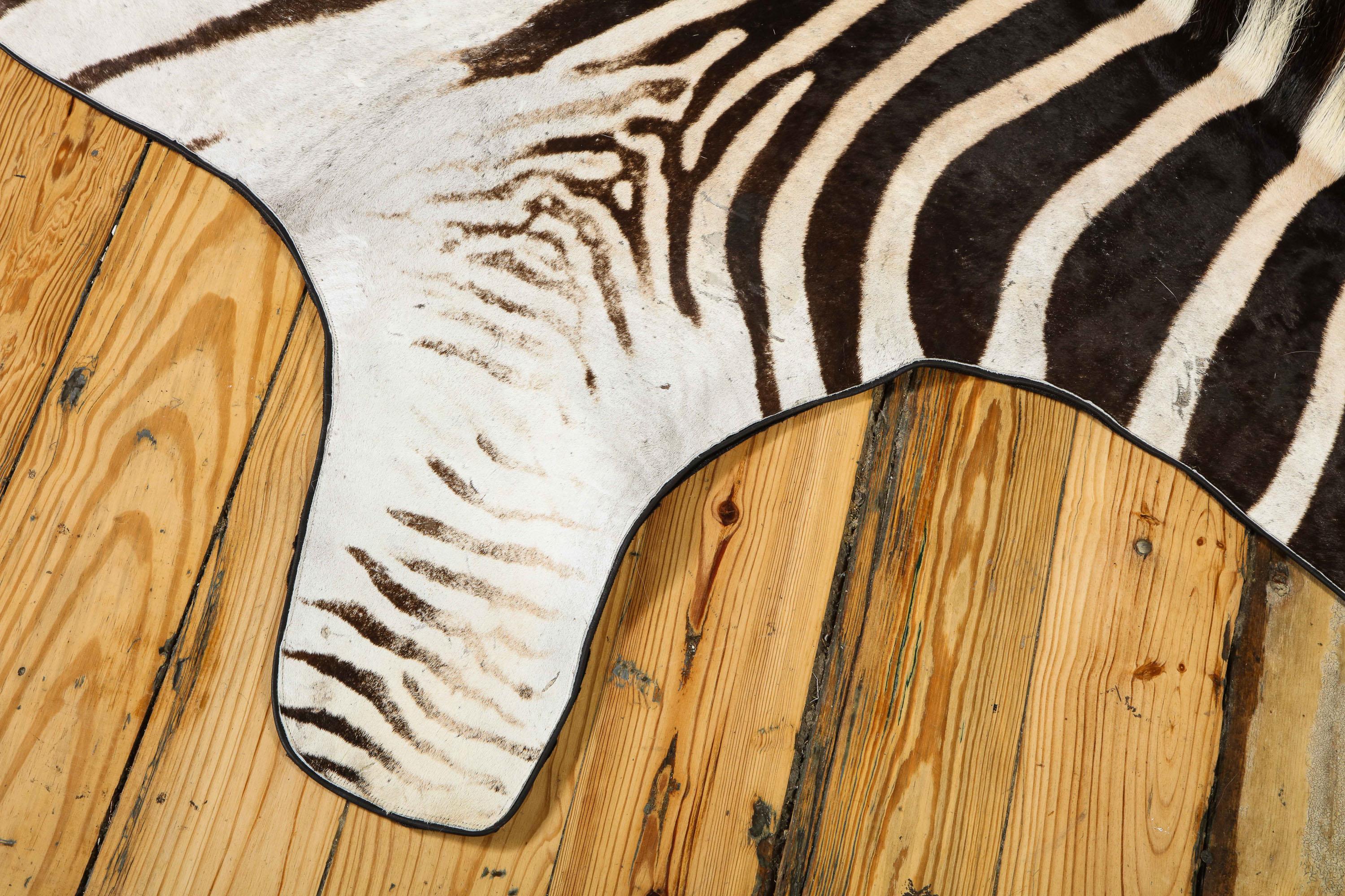 Sud-africain Tapis Zebra, Afrique du Sud, dos en feutre de laine avec garniture en cuir, neuf, en stock en vente