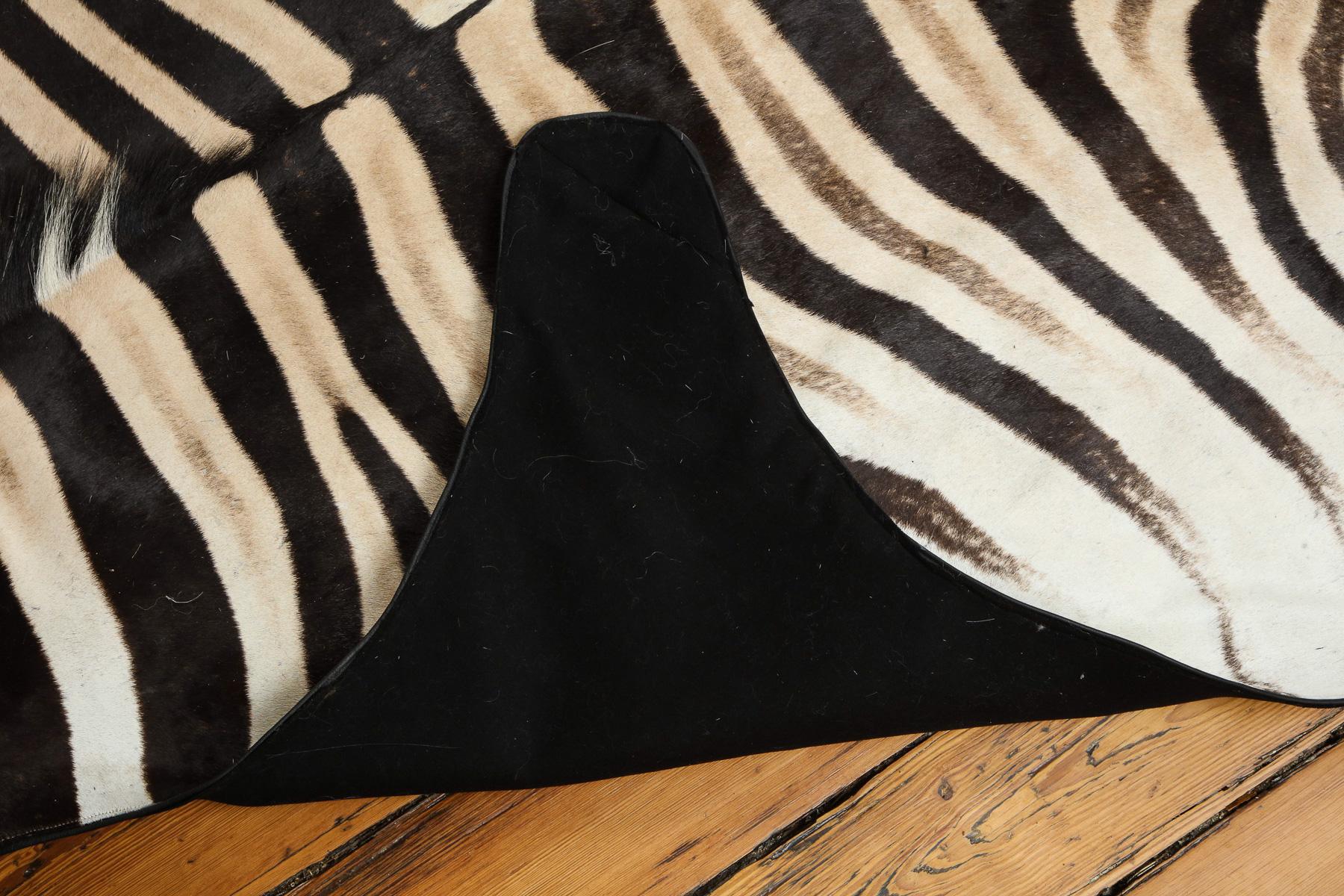 Contemporary Zebra Hide Rug, South Africa, Chocolate Brown, In Stock