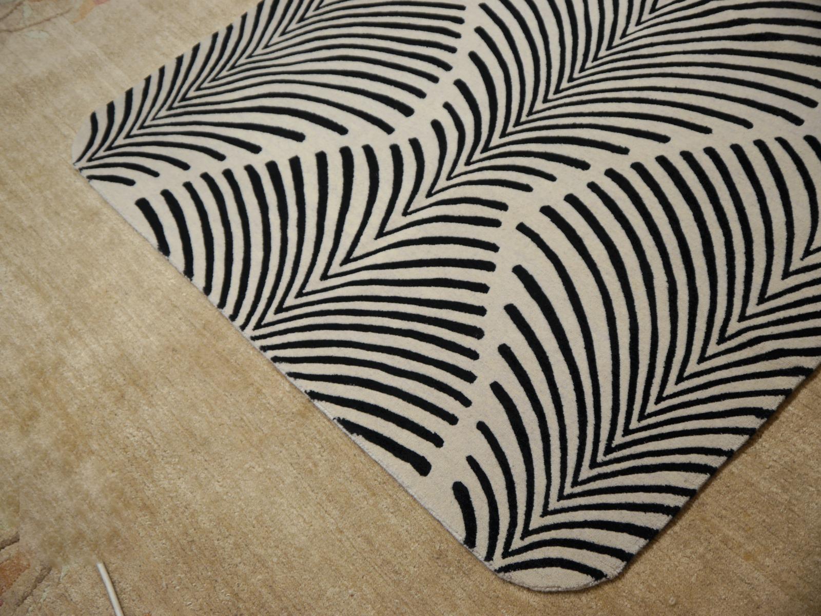 Zebra Rug Hand Knotted in Style of Art Deco Design For Sale 4